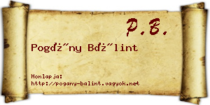 Pogány Bálint névjegykártya