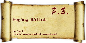 Pogány Bálint névjegykártya